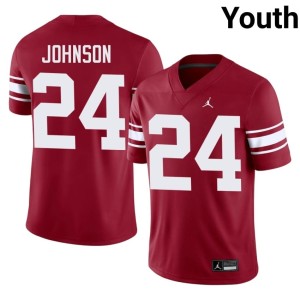 Throwback #24 Embroidery Youth Crimson OU Jacobe Johnson Jersey 190826-821