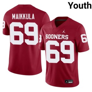 OU Sooners #69 Jake Maikkula Embroidery Youth Crimson Jerseys 402831-330