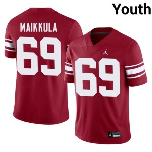 Throwback Crimson Youth Jake Maikkula Sooner State #69 College Jerseys 330498-770