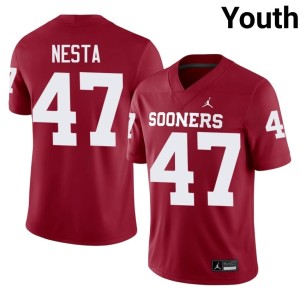 Sooners Official James Nesta #47 Youth Crimson Jerseys 797800-974