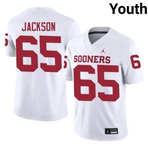 Boomer Sooner Stitched #65 Youth White Jayden Jackson Jerseys 542445-678