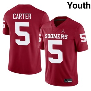 Youth 2026 Crimson Sooners Jer'Michael Carter #5 Jerseys 219934-782