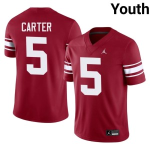 Throwback Crimson #5 Youth Jer'Michael Carter Boomer Sooner High School Jerseys 256203-830
