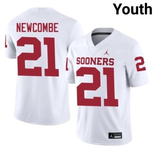 Official Youth #21 Jeremiah Newcombe Sooners White Jerseys 309410-192