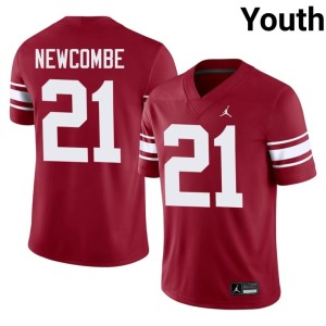 Throwback Stitched Jeremiah Newcombe #21 Oklahoma Youth Crimson Jersey 106175-134