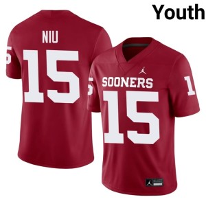 OU Jett Niu #15 Youth Crimson Replica Jerseys 441469-734