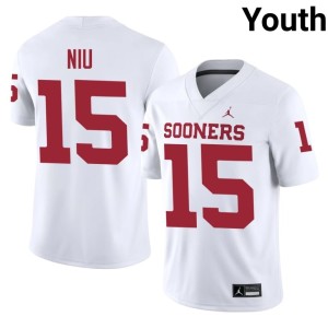 Youth Official Jett Niu OU Sooners White #15 Jersey 466674-865