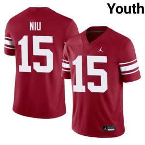 Throwback Youth Jett Niu Crimson #15 Sooners Stitched Jerseys 365975-500