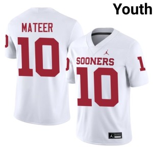 John Mateer OU University Youth White #10 Jerseys 987123-692
