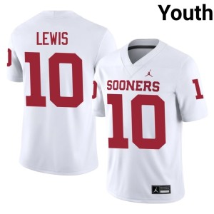 College Kip Lewis Youth White #10 Oklahoma Jersey 143872-151