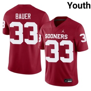 Crimson #33 Youth OKLA Lebron Bauer High School Jerseys 952046-570