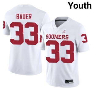 Youth OKLA Sooners White College Lebron Bauer #33 Jerseys 305234-284