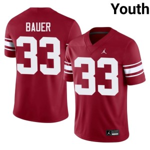Throwback #33 Boomer Sooner Lebron Bauer 2026-27 Crimson Youth Jerseys 789803-190
