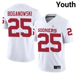 Boomer Sooner #25 Michael Boganowski Youth Official White Jerseys 429264-958