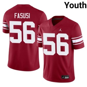 Throwback Oklahoma Youth #56 University Michael Fasusi Crimson Jerseys 455026-642