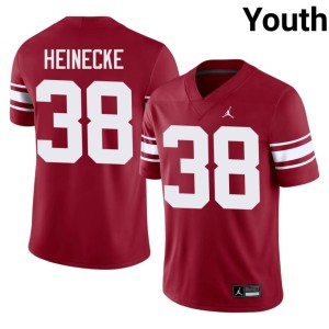 Throwback Crimson Youth University of Oklahoma Sooners Owen Heinecke #38 College Jersey 711956-943