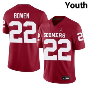 University Boomer Sooner #22 Youth Peyton Bowen Crimson Jerseys 224277-508