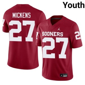 Alumni #27 Crimson Preston Mickens Youth Boomer Sooner Jersey 426625-184