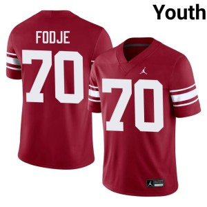 Throwback #70 OKLA Sooners Player Ryan Fodje Crimson Youth Jersey 530720-980