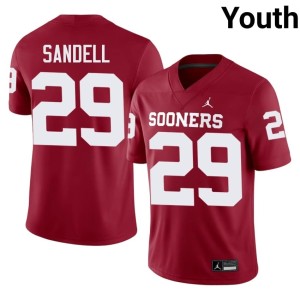 Boomer Sooner Football #29 Youth Tate Sandell Crimson Jersey 549343-111