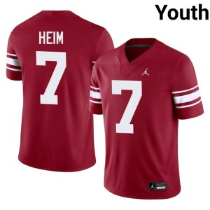 Throwback OKLA Sooners Taylor Heim Youth #7 NCAA Crimson Jersey 989360-972