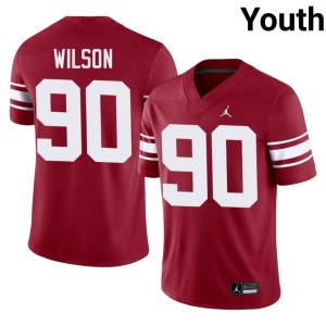Throwback Trent Wilson #90 University University of Oklahoma Sooners Youth Crimson Jerseys 419212-223