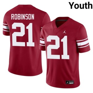 Throwback #21 Crimson Youth College Xavier Robinson Sooner State Jerseys 952436-568