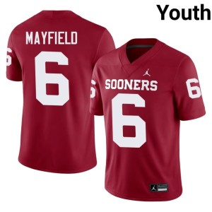 NCAA #6 Youth Baker Mayfield University of Oklahoma Sooners Crimson Jerseys 228259-215