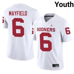 Youth OKLA Sooners Baker Mayfield Official #6 White Jersey 905390-946
