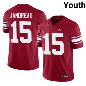 Throwback Crimson Beau Jandreau Embroidery #15 Youth Oklahoma Sooners Jerseys 180040-667