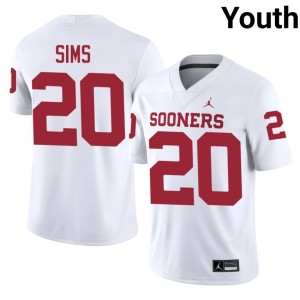 #20 Boomer Sooner Billy Sims Youth Embroidery White Jerseys 724800-464
