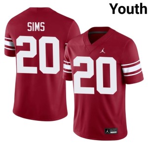 Throwback Billy Sims Youth Crimson Limited #20 OKLA Sooners Jerseys 908274-961