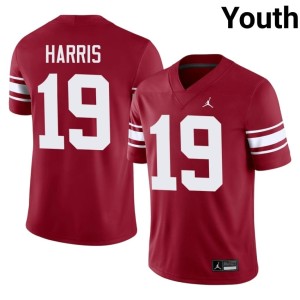 Throwback Youth #19 Player OKLA Sooners Brian Harris Crimson Jerseys 880741-663