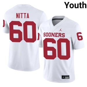 Youth Stitched Oklahoma Sooners White Caleb Nitta #60 Jersey 329653-976