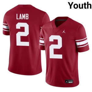 Throwback #2 Stitched CeeDee Lamb Youth Crimson Oklahoma Jerseys 383165-559