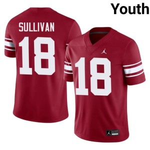 Throwback Youth Crimson #18 Sooner State NCAA Cole Sullivan Jersey 894942-553