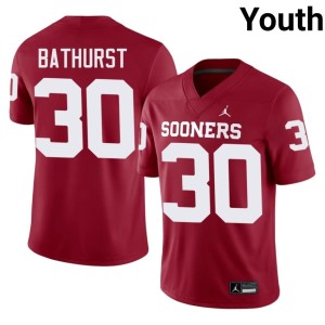 Crimson Youth Dane Bathurst #30 Sooners University Jersey 231371-814