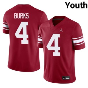 Throwback OKLA Sooners Deion Burks Youth High School #4 Crimson Jersey 566308-610
