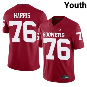Replica Crimson Oklahoma Sooners #76 E'Marion Harris Youth Jersey 503386-905