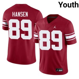 Throwback #89 University OU Sooners Crimson Hayden Hansen Youth Jersey 938804-254