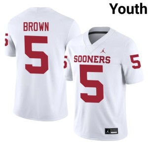 Replica White Sooners #5 Youth Hollywood Brown Jersey 704700-594
