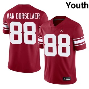 Throwback #88 Stitched Youth Crimson OKLA Sooners Jack Van Dorselaer Jersey 643979-440
