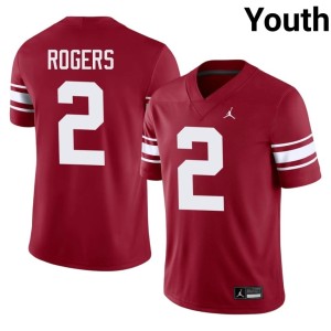 Throwback University of Oklahoma Sooners Youth Crimson Jahsiear Rogers #2 Player Jerseys 512832-633