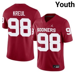 Crimson Stitched Youth Jake Kreul Boomer Sooner #98 Jerseys 359286-650