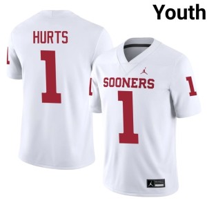 Youth Football White #1 OKLA Sooners Jalen Hurts Jersey 829162-668