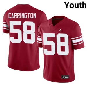 Throwback College Youth #58 James Carrington Crimson Oklahoma Sooners Jerseys 628625-240