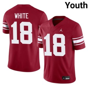 Throwback Youth Jason White Crimson NCAA Sooners #18 Jersey 525703-792