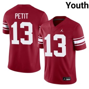 Throwback Jayden Petit OU Sooners Embroidery #13 Youth Crimson Jersey 297584-862