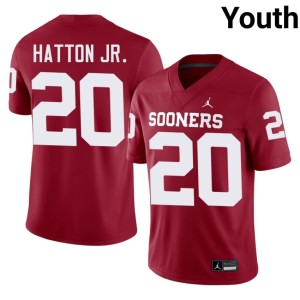 Crimson #20 Limited Youth Jonathan Hatton Jr. OU Sooners Jerseys 864798-407