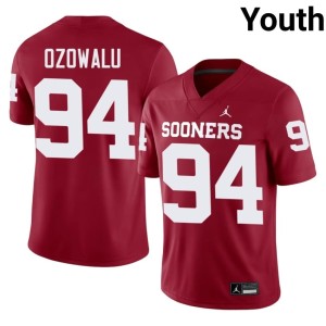 Kenny Ozowalu Embroidery #94 Crimson Boomer Sooner Youth Jersey 290820-889